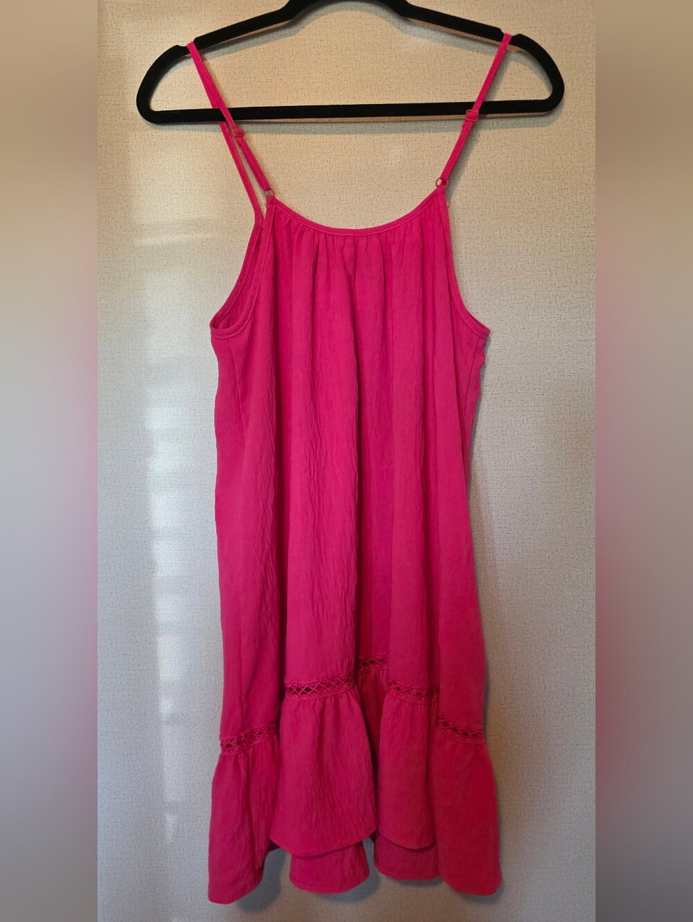 Hot Pink Crochet-Trim Swim Coverup Dress - Picture 3 of 4
